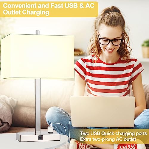 21" Touch Bedside lamps with 2 USB & AC Outlets