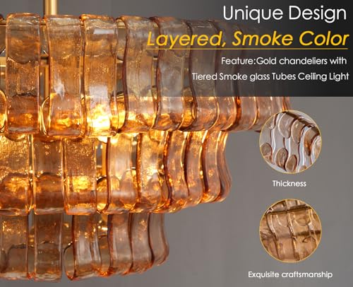 Modern Amber Glass Chandelier