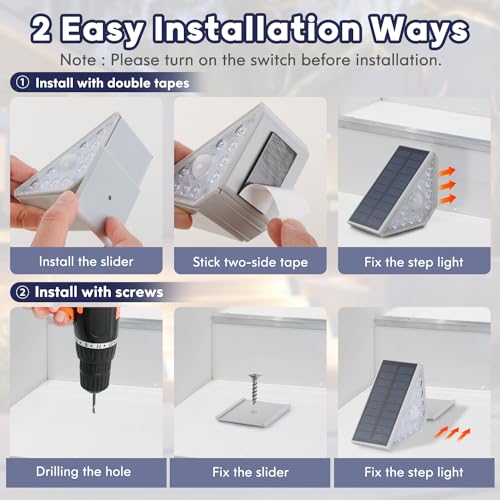 Motion Sensor Solar Stair Lights Outdoor (8 Count)