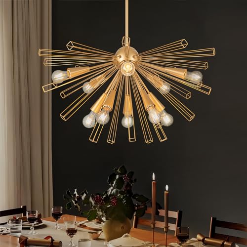 10 Light Gold Sputnik Chandeliers
