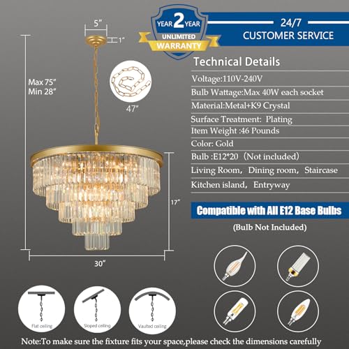 Gold Crystal Chandeliers for Living Room