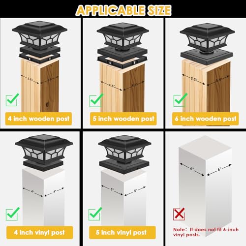 2 Pack Solar Post Cap Lights Outdoor