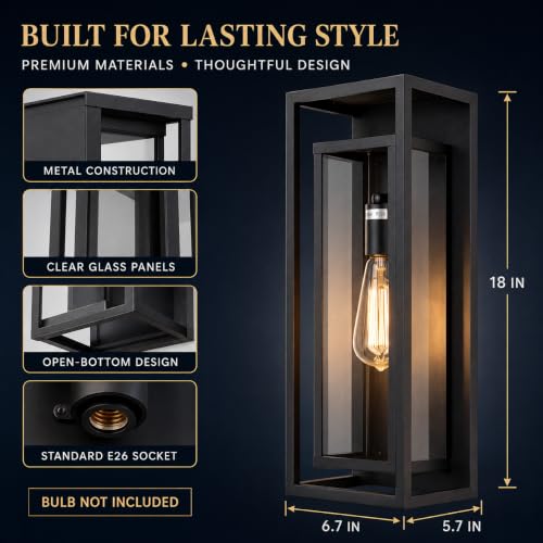 18 Inch 4 Pack Outdoor Wall Lantern Light Fixture (4 Count)