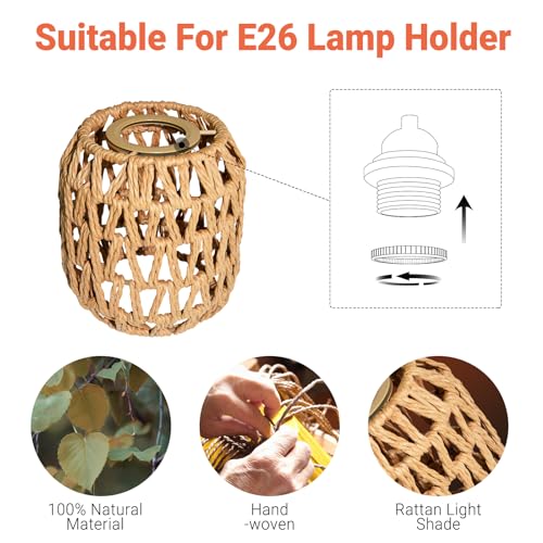3 Pack Rattan Lamp Shades (3 Count)