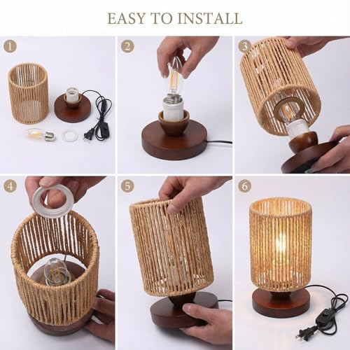 Small Rattan Table Lamp for Bedroom