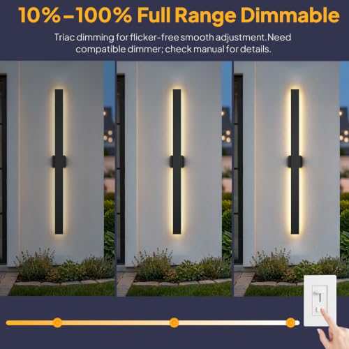 2 Pack 57.5in LED Outdoor Wall Lights (57.5in)