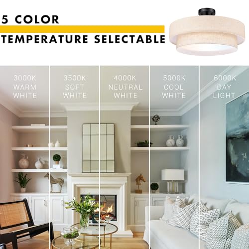 20 Inch Semi Flush Mount Round Ceiling Light Fixture