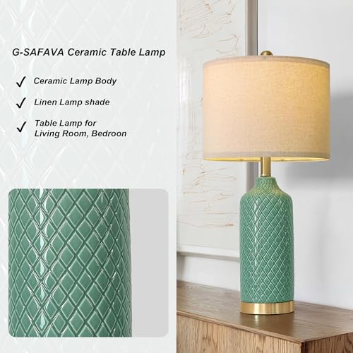 24.25" Modern Ceramic Green Table Lamps Set of 2 Lamps Living Room Bedroom (2 Count)