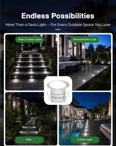 16 Packs Low Voltage Deck Lights Kit with Transformer IP67 4000K (16 Count)