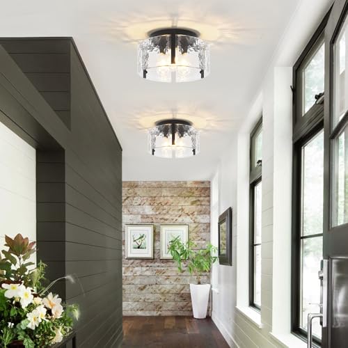 Modern Black Semi Flush Mount Ceiling Light 3 Lights Ceiling Lamp (3 Count)