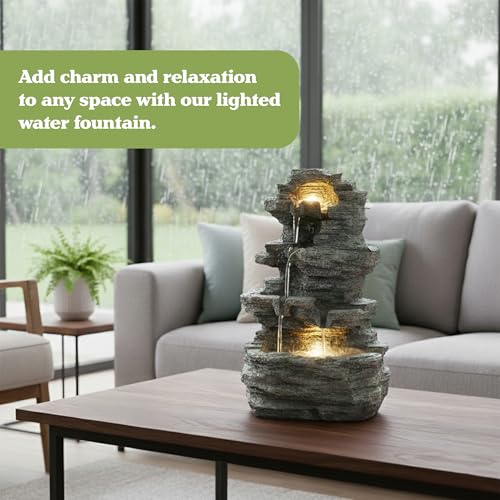 Tabletop Cascading Rock Waterfall Fountain with Lights