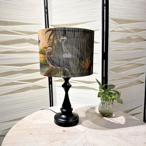 Rustic And Retro Bamboo Drum Lamp shade Tropical Colorful Animals Design