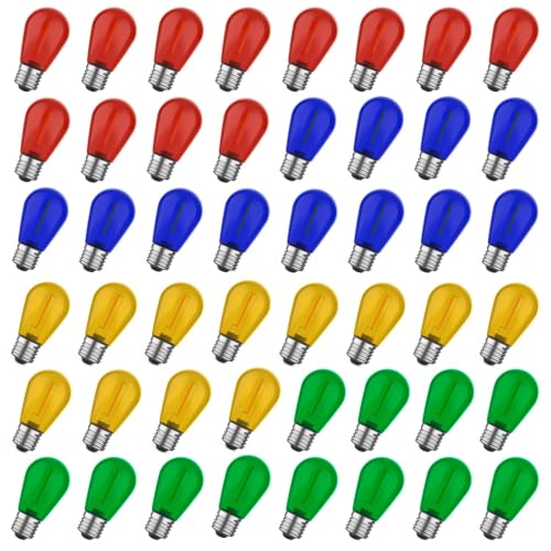 S14 Colored LED Outdoor String Bulbs for Christmas (48 Count)