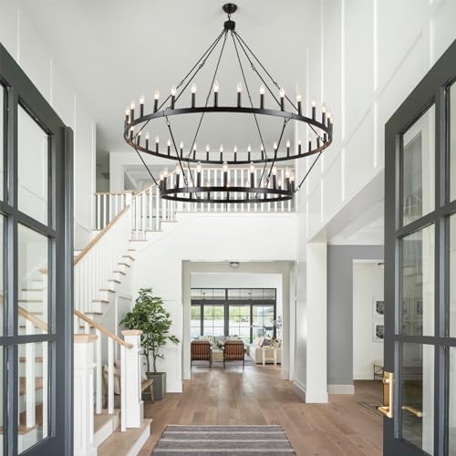 60 inch Black Extra Large Wagon Wheel Chandelier