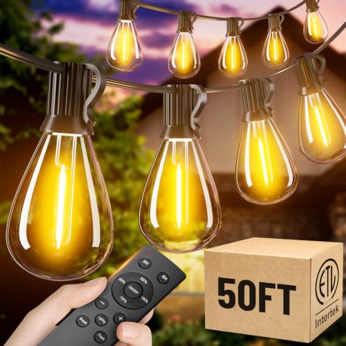 50FT Outdoor String Lights with Remote