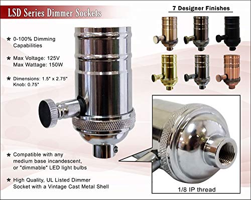 Vintage Turn Knob Dimmer Lamp Socket for Incandescent LED Bulbs (10 Count)