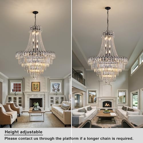 34 Inch Large Tiered Empire Crystal Chandelier