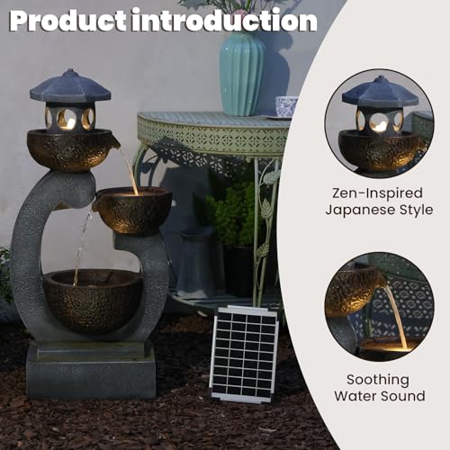 35.5" H Solar Water Fountain Outdoor Garden 3