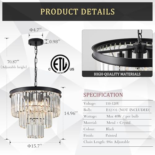 16" Modern Crystal Chandeliers (6 Count)