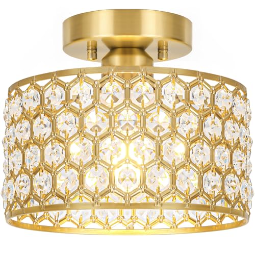 Gold Crystal Ceiling Light Fixture