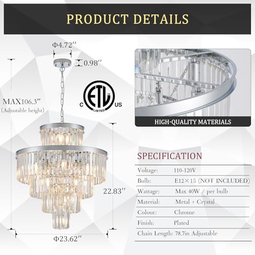 24" Modern Crystal Chandeliers
