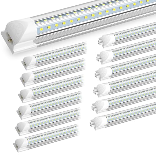 8FT Led Shop Light 100W 15000LM 6500K Linkable Shop Light (12 Count)