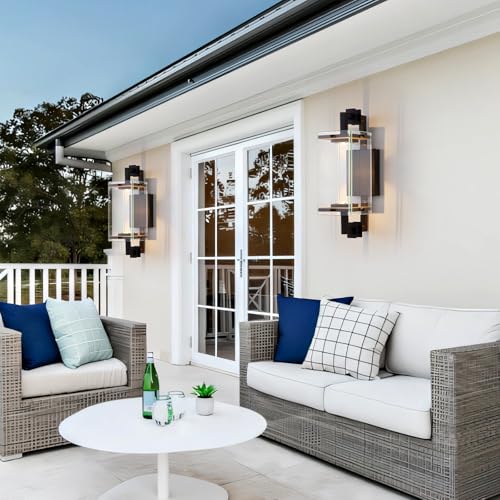 Modern Black Patio Wall light Fixture LED Warm 3000K Triac Dimmable