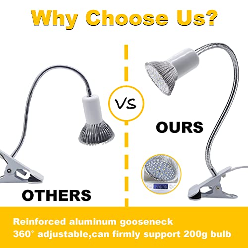 Clip Lamp Holder Adjustable Light Bulb Stand Clamp Lights Flexible Clamp Lamp E26
