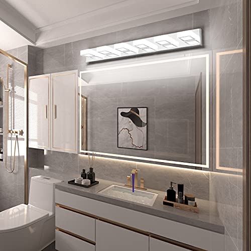 LED Modern Chrome Vanity Lights 6 Lights Stainless Steel Acrylic Modern LED Bathroom Vanity Lights Over Mirror