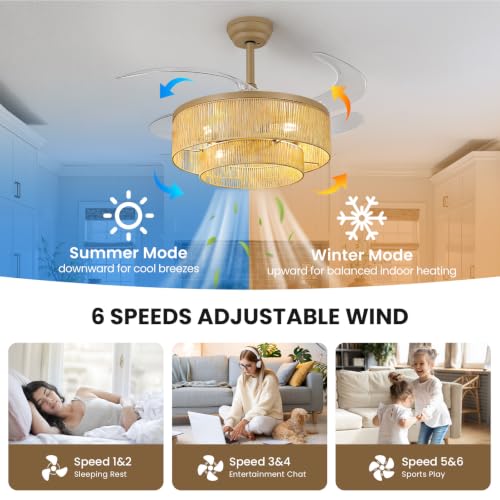 Retractable Ceiling Fans with Lights (36 inch)