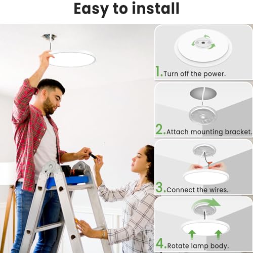 Flush Mount Ceiling Light 9Inch 24W 2400LM Flat Led Lighting Fixture for Ceiling (6 Count)