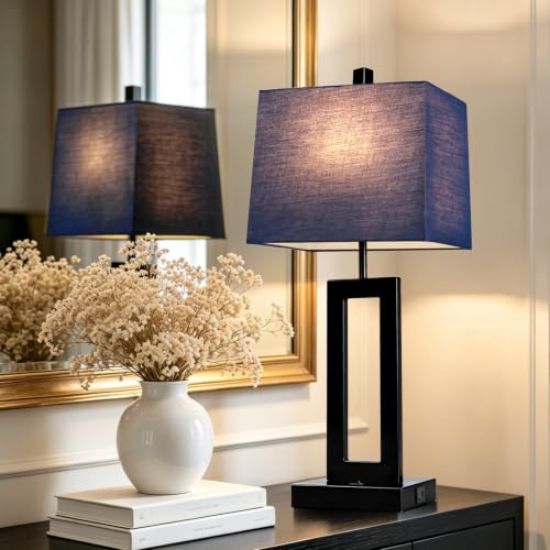 Blue Bedside Table Lamp Set of 2 (2 Count)