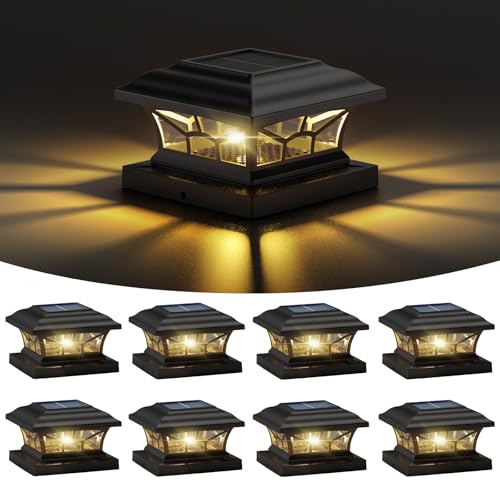 8 Pack Solar Post Cap Lights Outdoor Waterproof