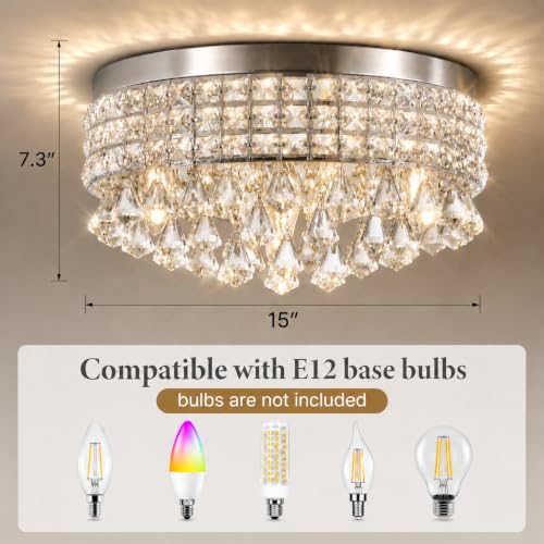 Chrome Crystal Flush Ceiling Light (Radiant Chrome)