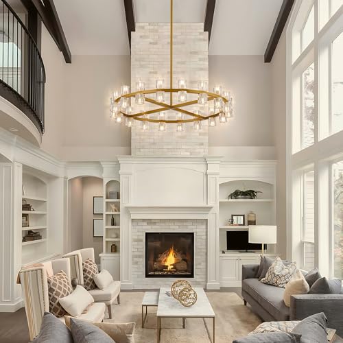 36 Inch Gold Crystal Wagon Wheel Chandelier