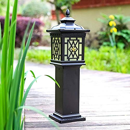 66.5Cm Brown Outdoor Lamp Post Light Fixture Waterproof Antirust Safety Pillar Lamp Wall Lamp Safety Street Lamp for Villa Backyard