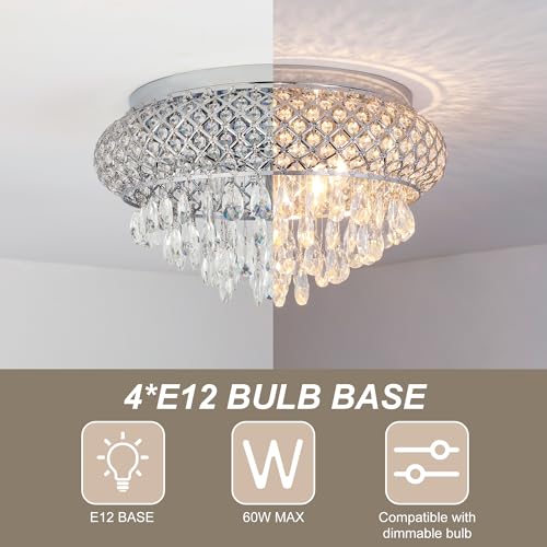 19.5'' Chrome Chandelier with Crystal Raindrop Prism
