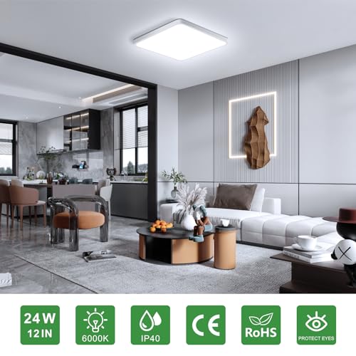 12Inch 24W Square LED Flush Mount Ceiling Light
