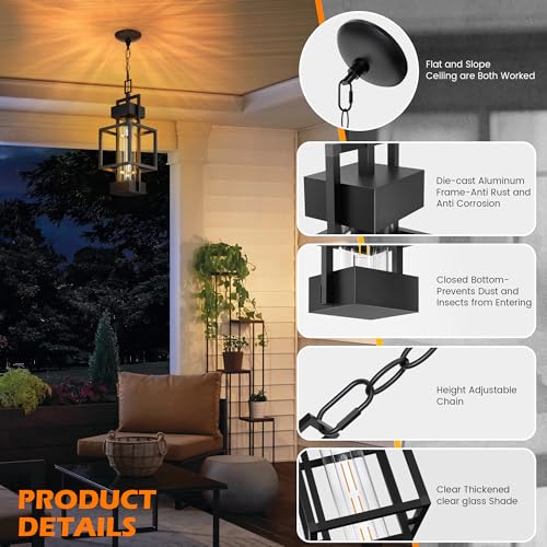 15'' Outdoor Indoor Pendant Light Exterior Hanging Lantern