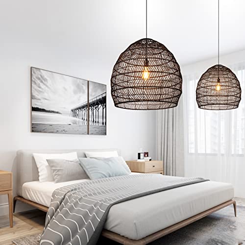 19.6" Rattan Chandelier for Kitchen