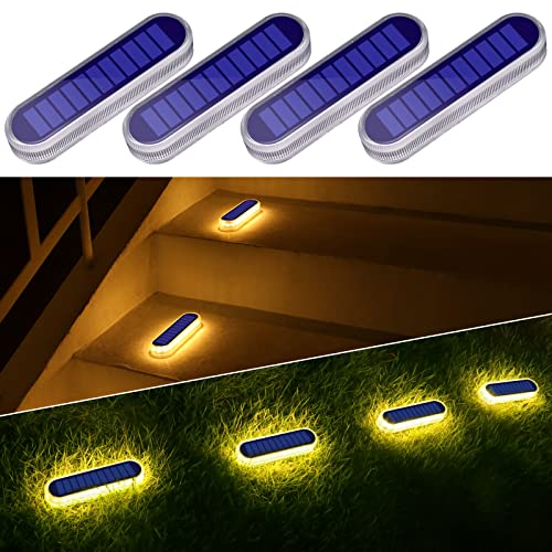 Stick on Flat Solar Step Dock Deck Stair Lights Outdoor Waterproof (4 Count)