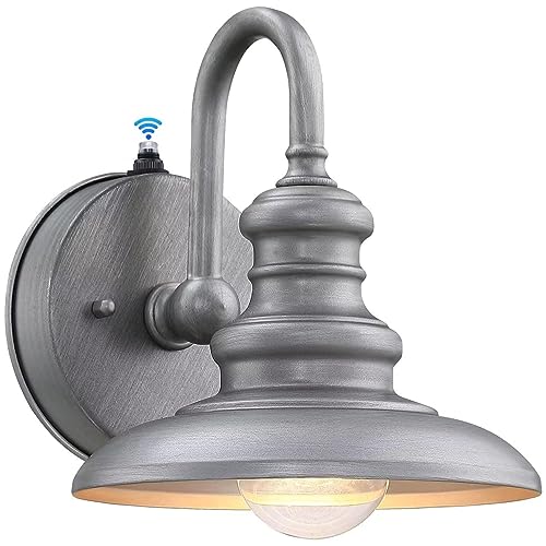 Dusk to Dawn Sensor Outdoor Gooseneck Barn Light Fixture Silver