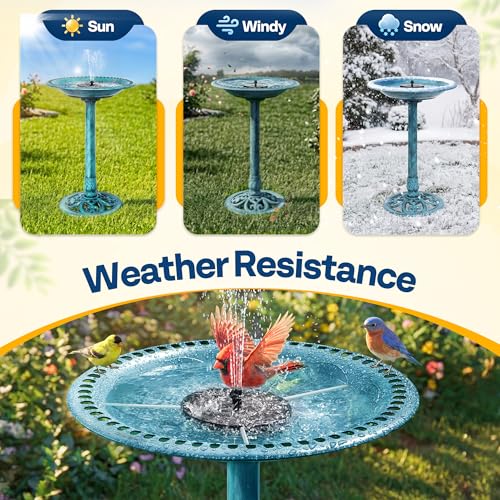 Bird Bath with Solar Fountain for Outside