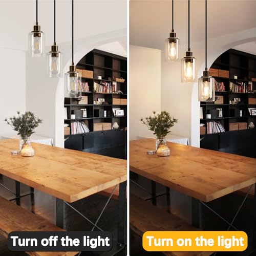 Industrial 3 Light Pendant Light Fixture Clear Glass