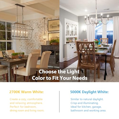 6 Pack Dimmable E12 LED Candelabra Bulbs 60W Equivalent (6 Count)
