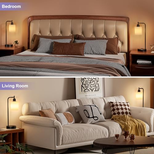 Industrial Touch Bedside Lamps for Bedrooms Set of 2 (2 Count)