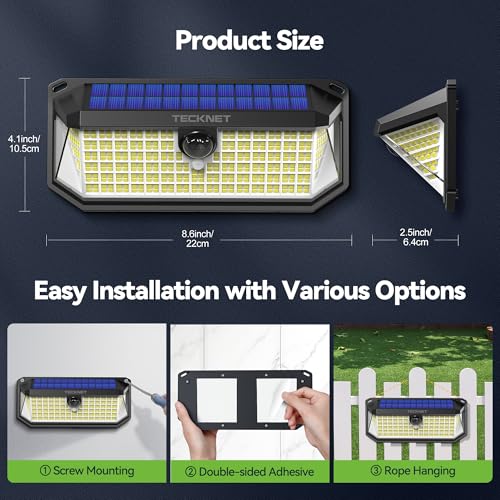 416 LED Solar Lights Outdoor Motion Sensor Waterproof 4200lm (6 Count)