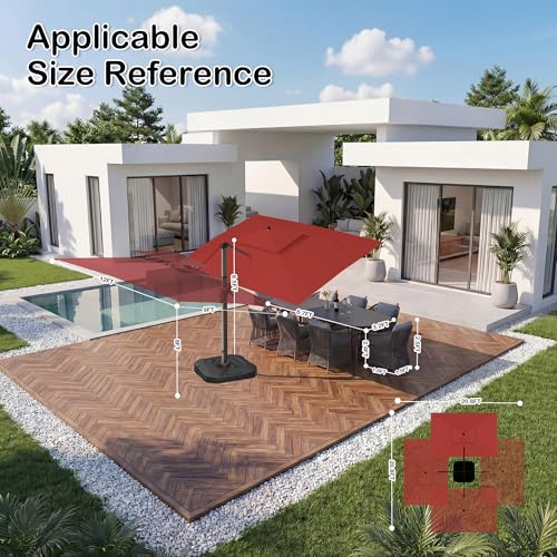 9x12 FT Patio Cantilever Outdoor Umbrella with Base and LED Lights