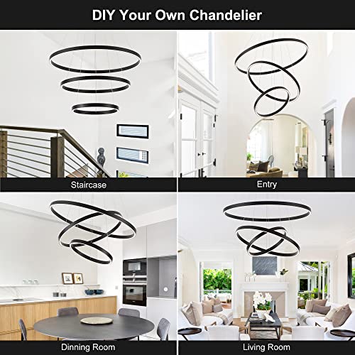 3 Rings Black LED Chandelier