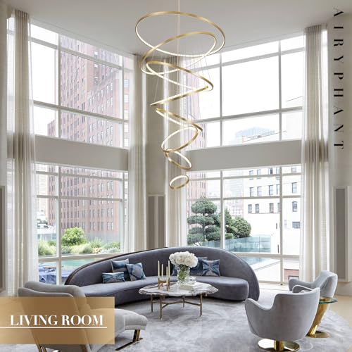 Modern LED Chandeliers 35" Brushed Gold 8